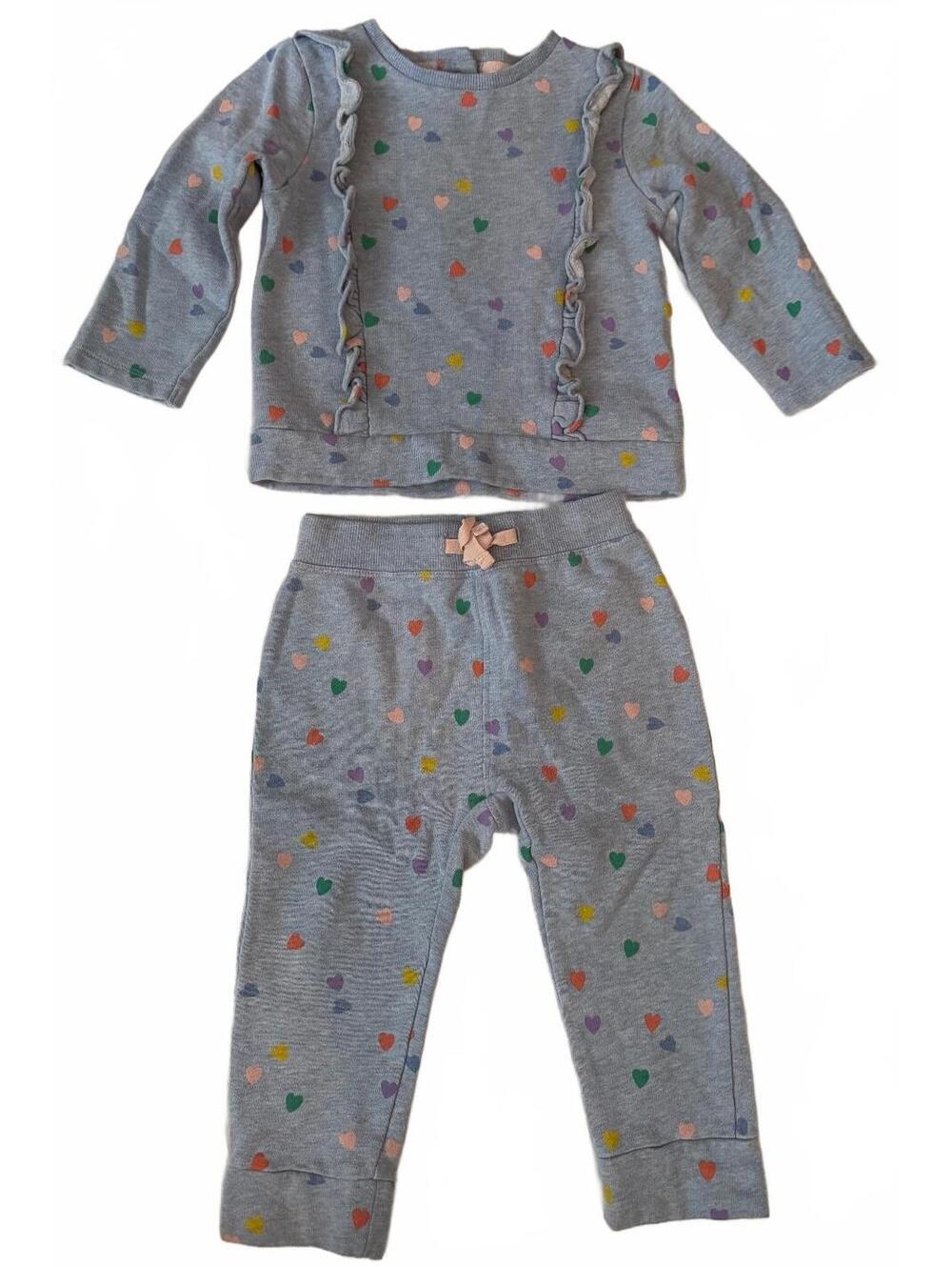 Baby Boden Girls 18-24M 92cm Heart Ruffle Sweatshirt Jogger Pants Set
